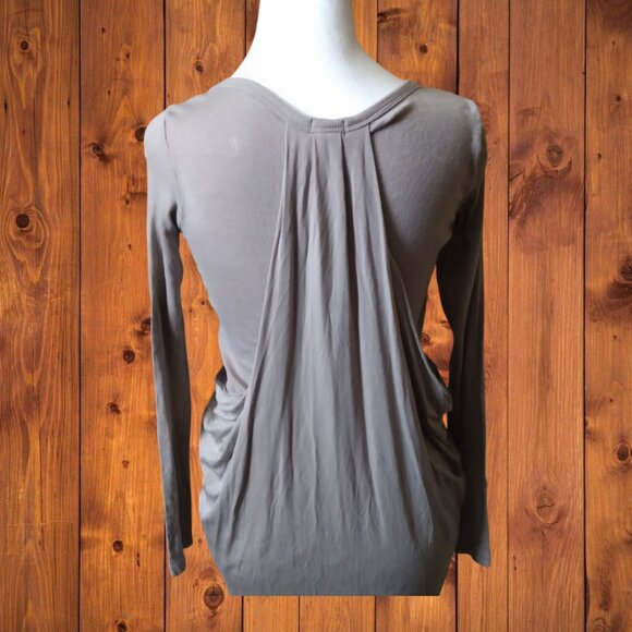 Wilfred Aritzia Women's Small Long Sleeve Tan Dress Slouchy Pockets Scoop Neck - Picture 7 of 10